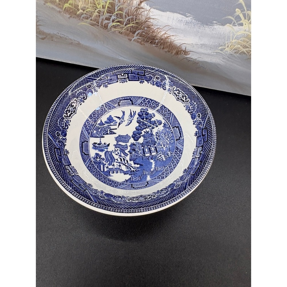 Johnson Brothers Blue Willow Cereal Bowl England Blue White Ironstone 6.25in
